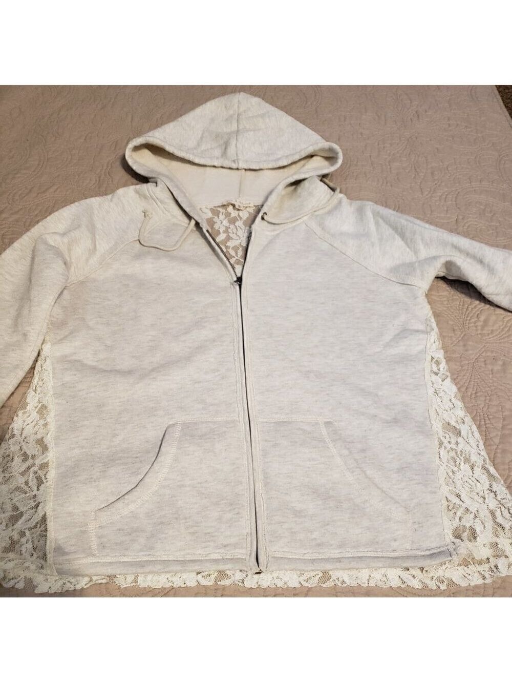 HEM & Thread Heather Gray Hoodie w/full lace back